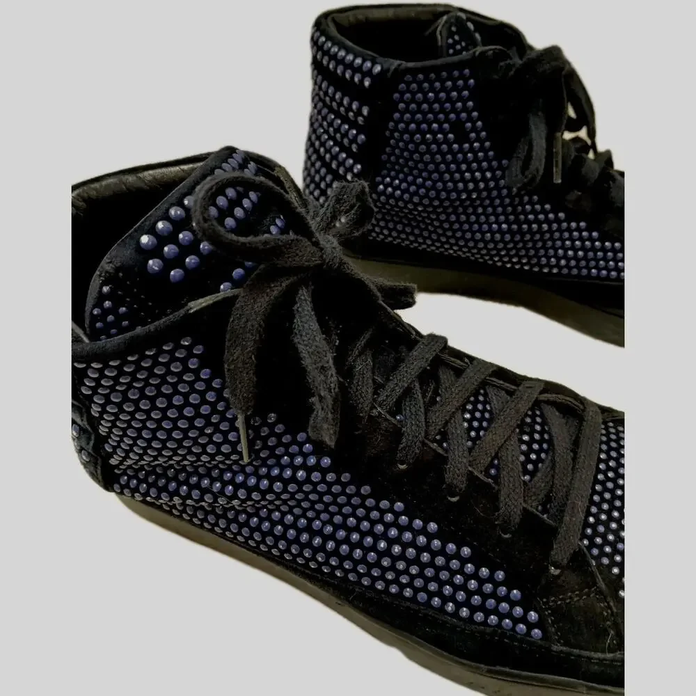 Gucci Coda Bead Dots High Top Sneakers Men 7.5 G Dark Blue Black LIMITED EDITION